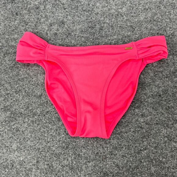 PINK Victorias Secret Knockout Bikini Bottom Womens XS Hot Pink Hipster Ruched - Picture 3 of 12